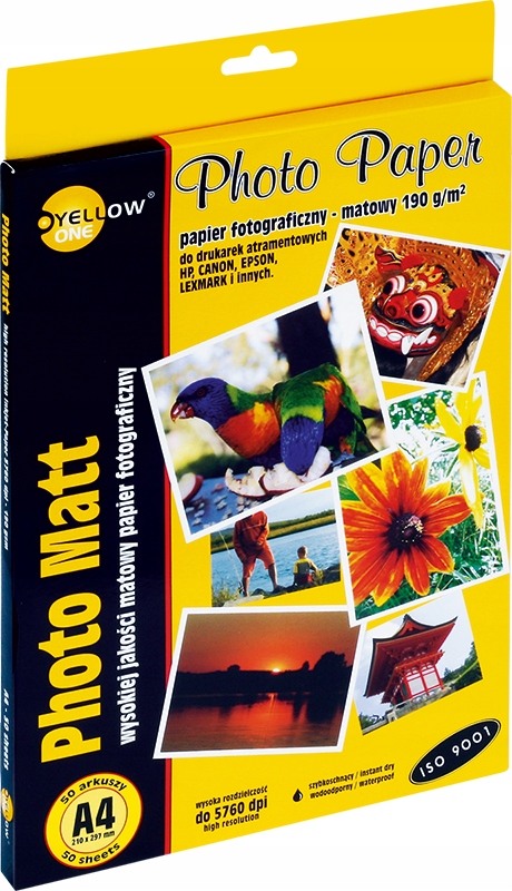 Papier Foto Matowy A4 190G/M2 50SZT Yellow One