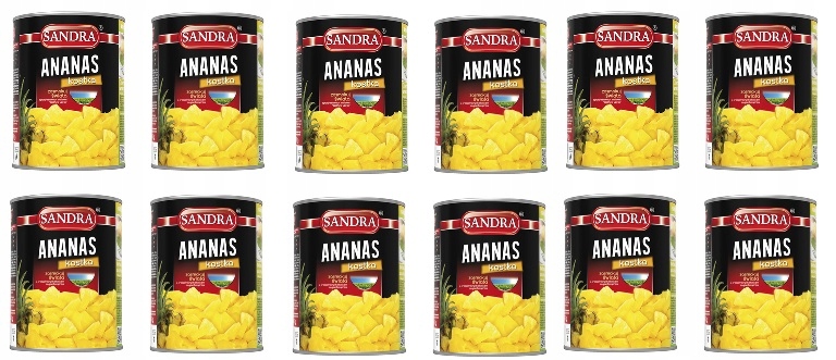 Levně 12 x 565 g Sandra ananasová kostka Půlka Kartonu