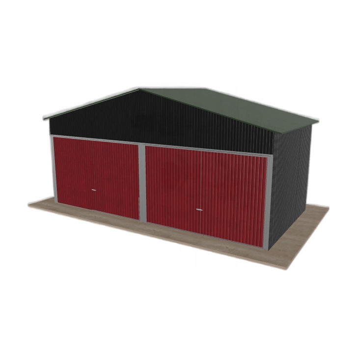 Plechová garáž 6x3 m dvoupolohová, dvoupolohová, černá