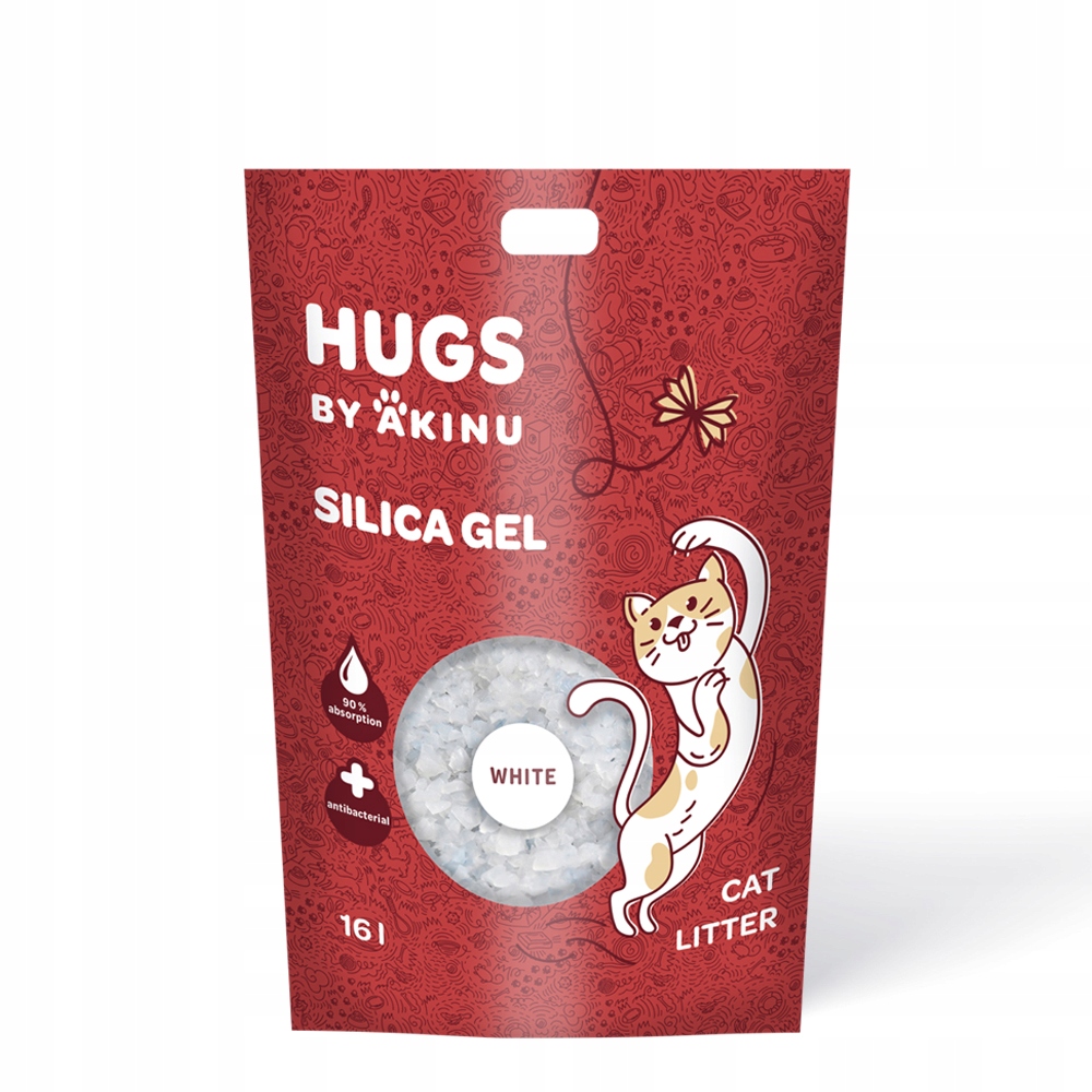 Levně Hugs by Akinu silika gel bílý stelivo pro kočky 16 l