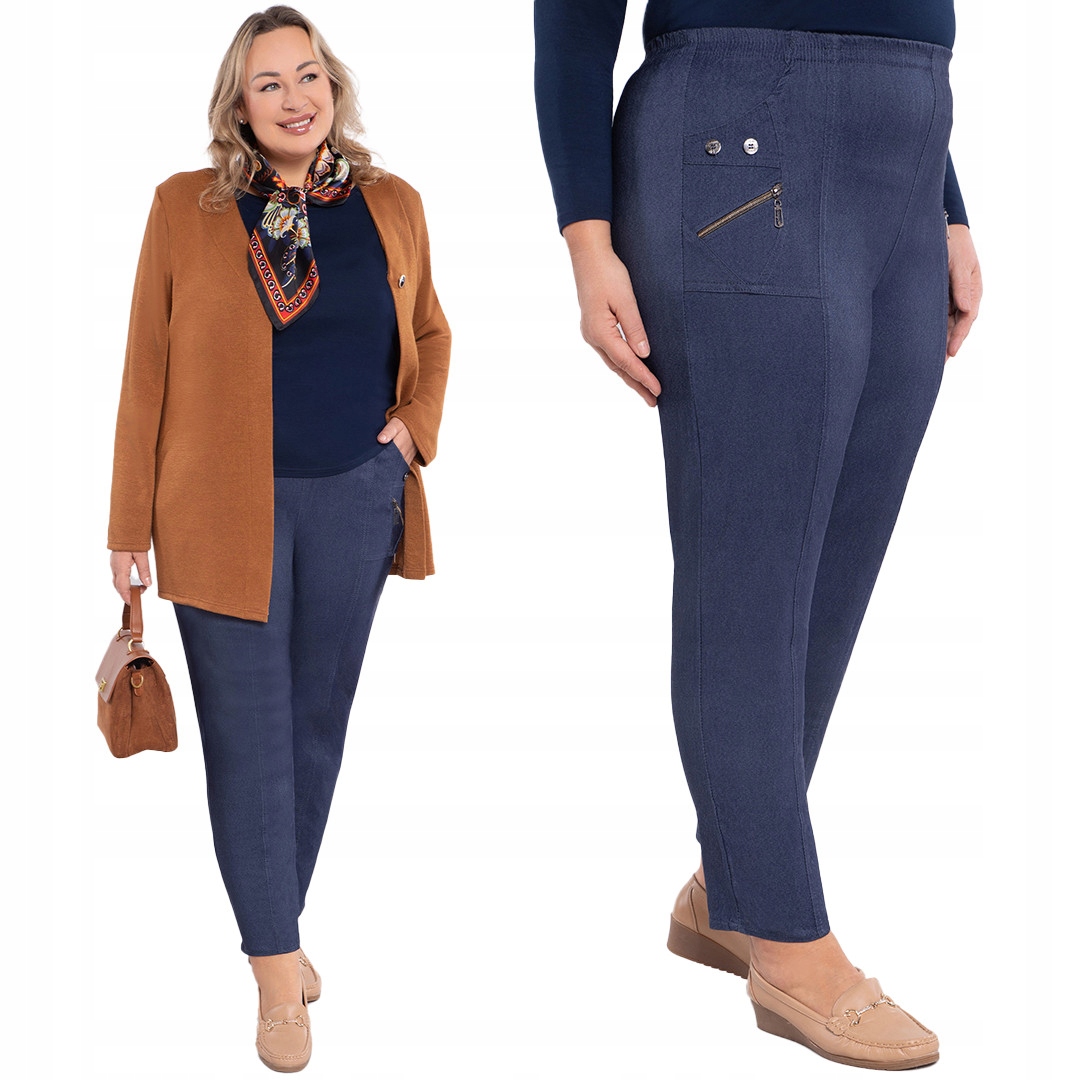 Elastické kalhoty v tmavě džínové barvě 50