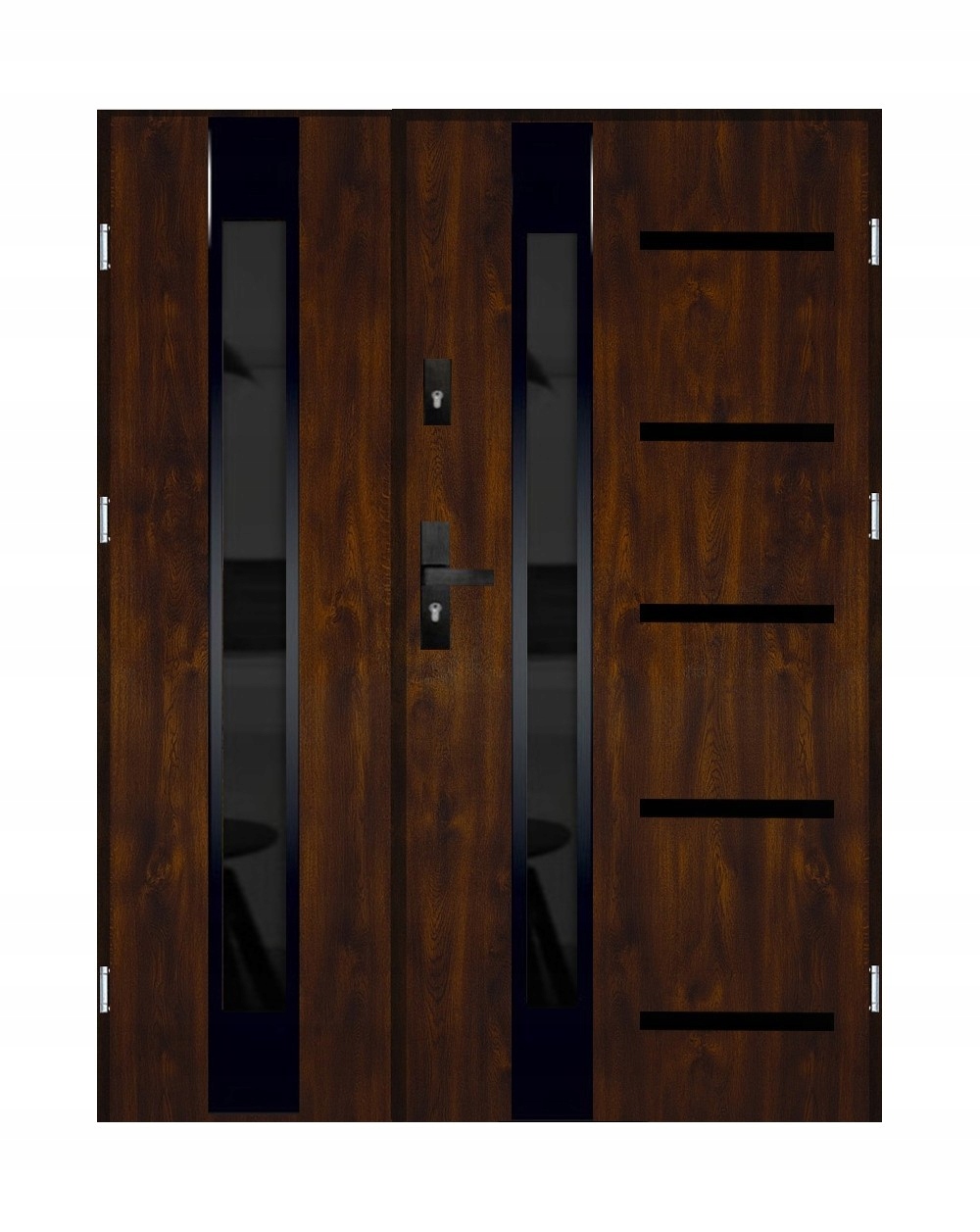 DRZWI ZEWNĘTRZNE DWUSKRZYDŁOWE INOX 4ZD5 BLACK 55MM CIEMNY REFLEKS 131CM Marka Lukar