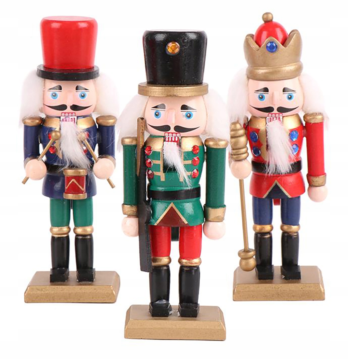 DREWNIANY DZIADEK DO ORZECHÓW FIGURKI ŚWIETA 3 SZT