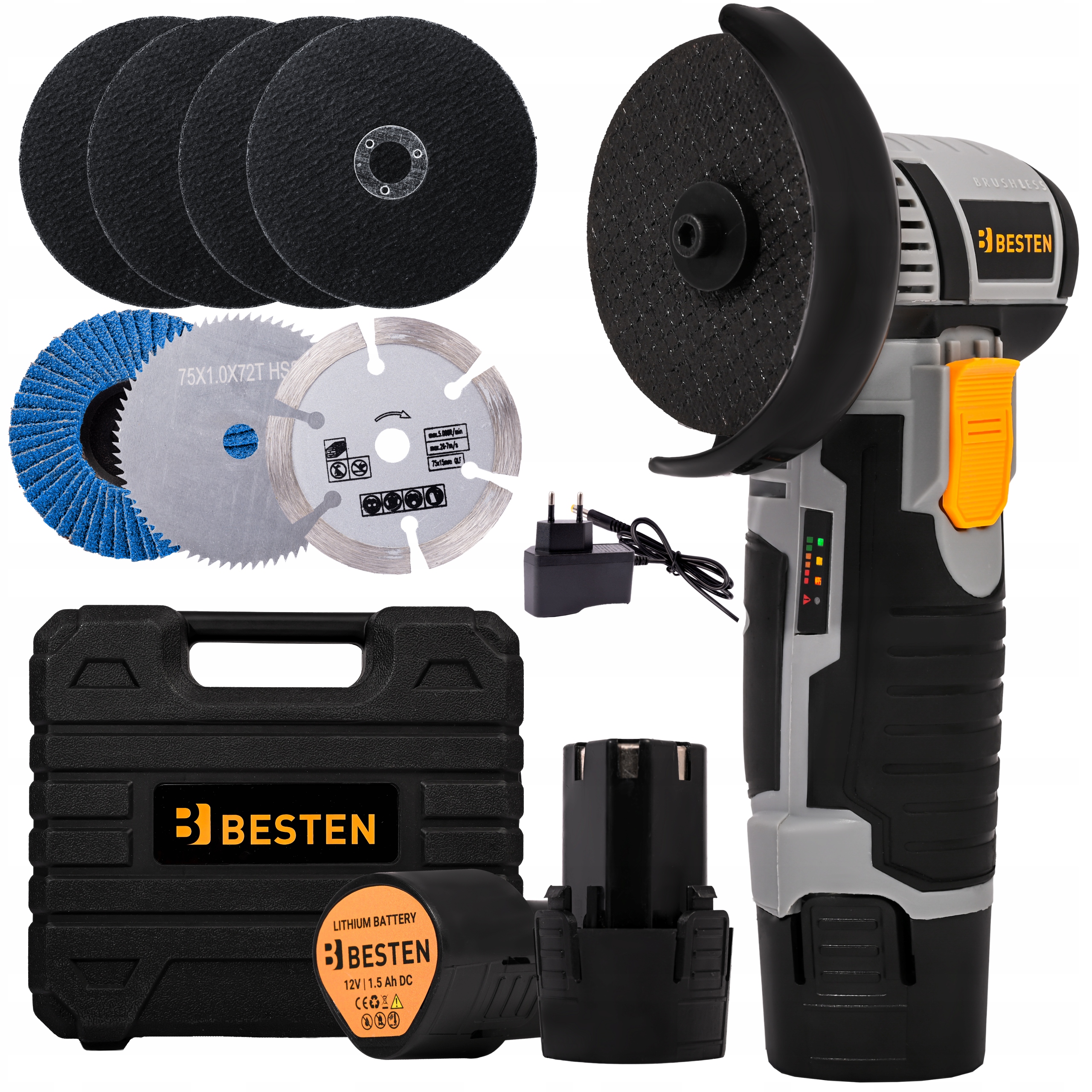 Szlifierka kątowa akumulatorowa bezszczotkowa mini gumówka 2x Aku 7x Tarcza