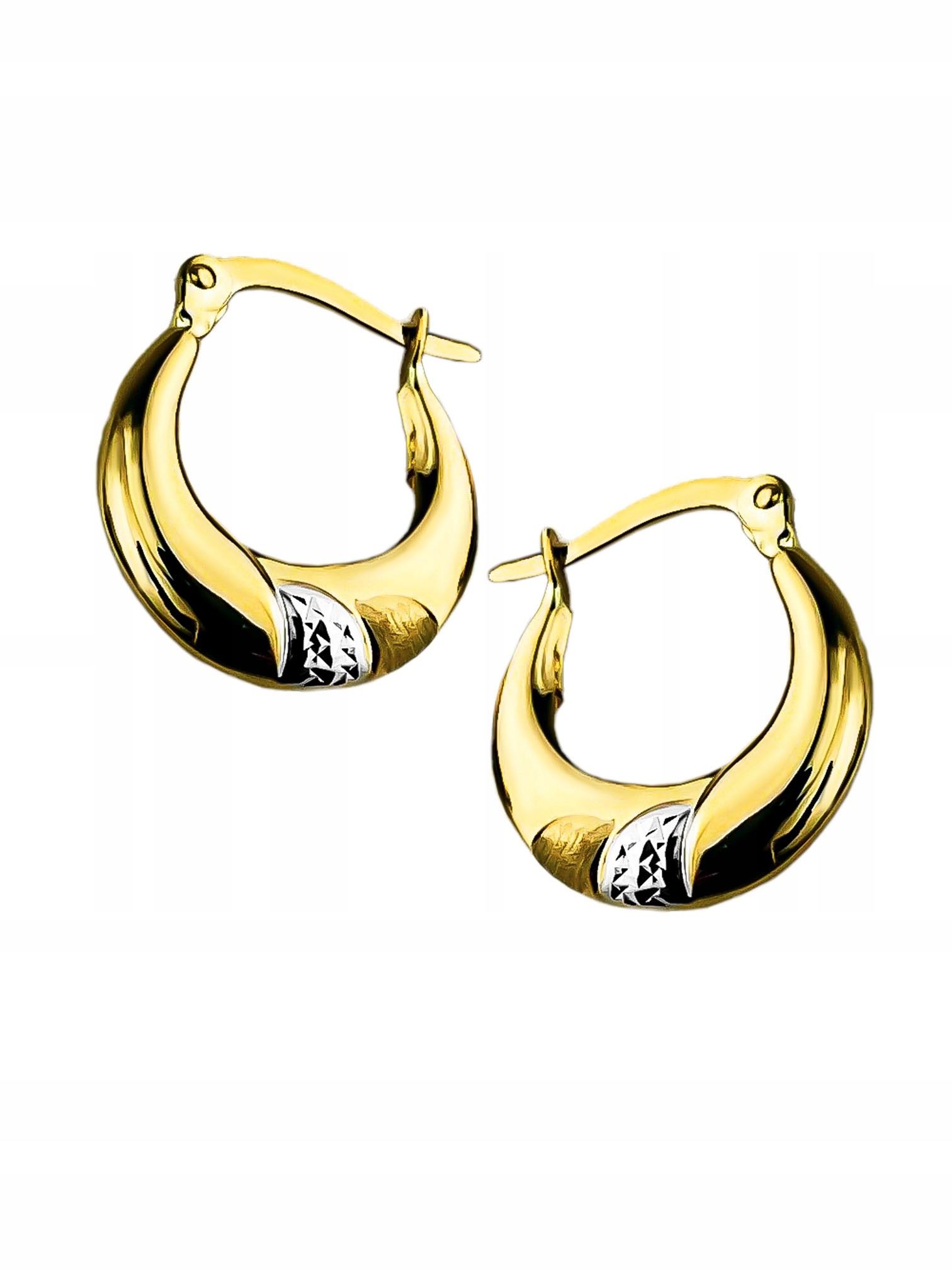 Zlaté kruhové náušnice duté kruhy bikolor leštěné