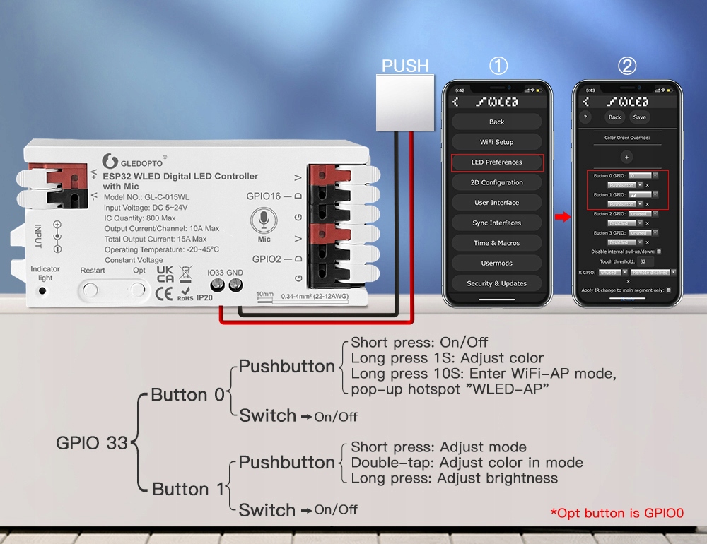 Sterownik WLED Magic Pixel RGBIC WiFi ESP32 Home Assistant WS281x MIKROFON Rodzaj sterownik