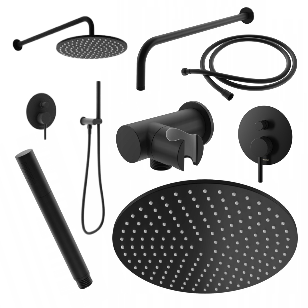 Dažďová sprcha Kohlman Axel čierna 25 cm slúchadlo hadica