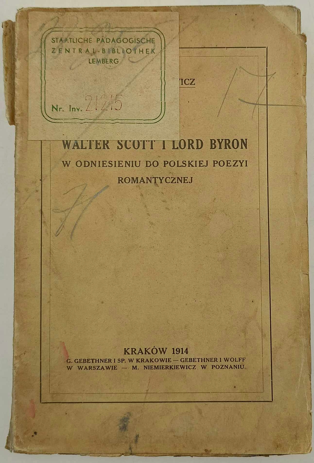 Walter Scott i lord Byron w odniesieniu do polskiej poezyi romantycznej