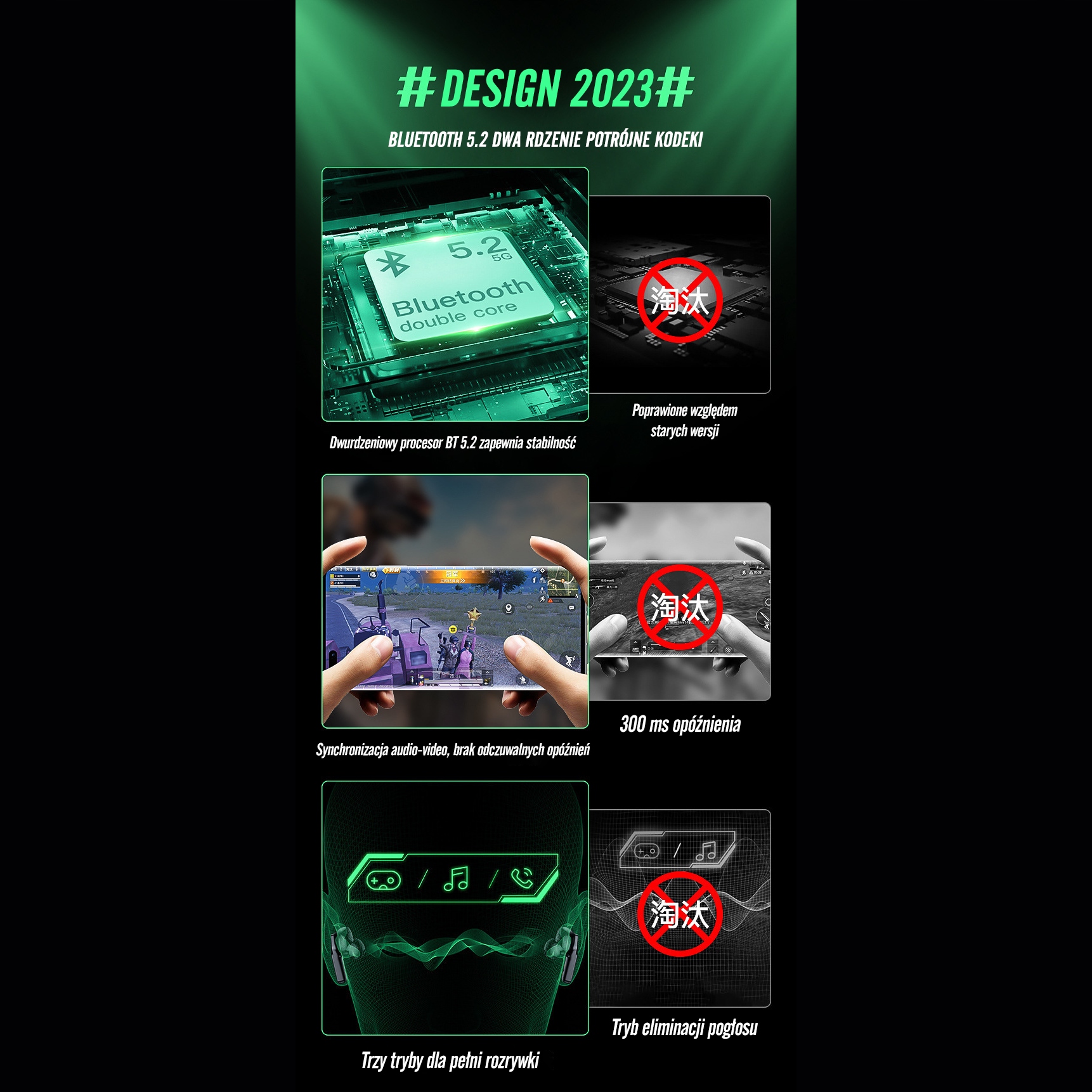 Słuchawki X15 PRO GAME SPORT BEZPRZEWODOWE SŁUCHAWKI BLUETOOTH 5.2 Model X15PRO