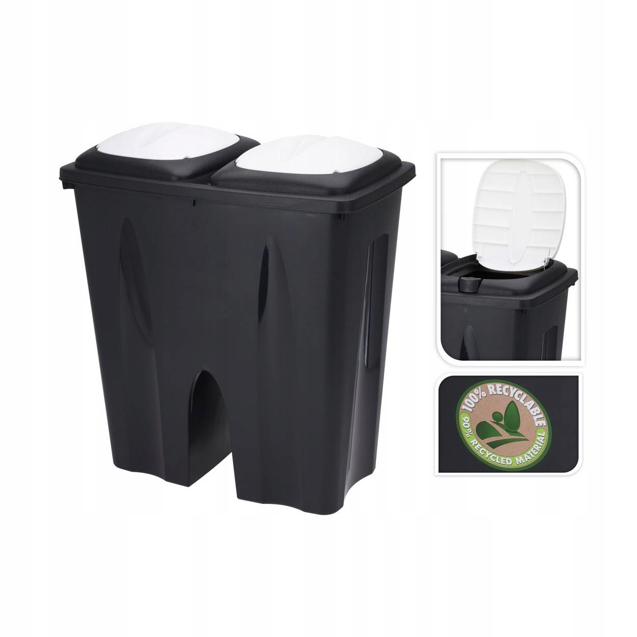 KOSZ na śmieci DWUKOMOROWY pojemnik odpady 2x25l Pojemność 2 l