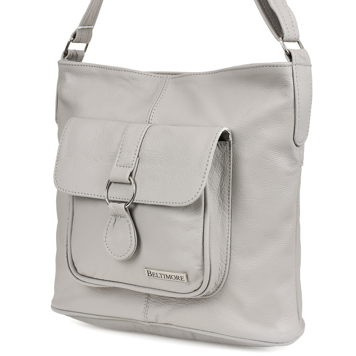 

Torebka Skórzana damska A4 duża Polska Skóra siwa