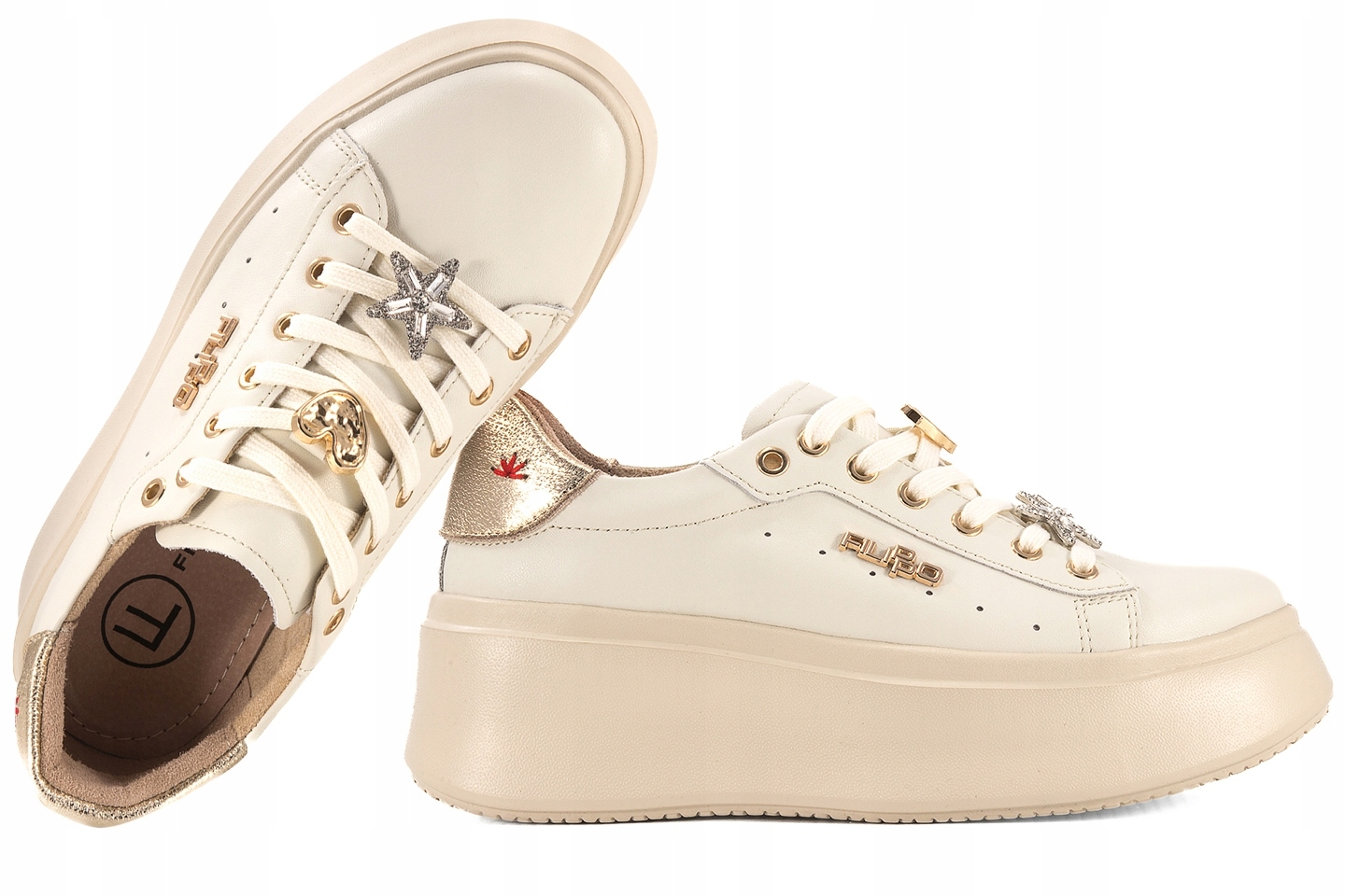 Filippo DP6790 Dámské Polobotky Tenisky Na Platformě, Kožené, béžové, 40