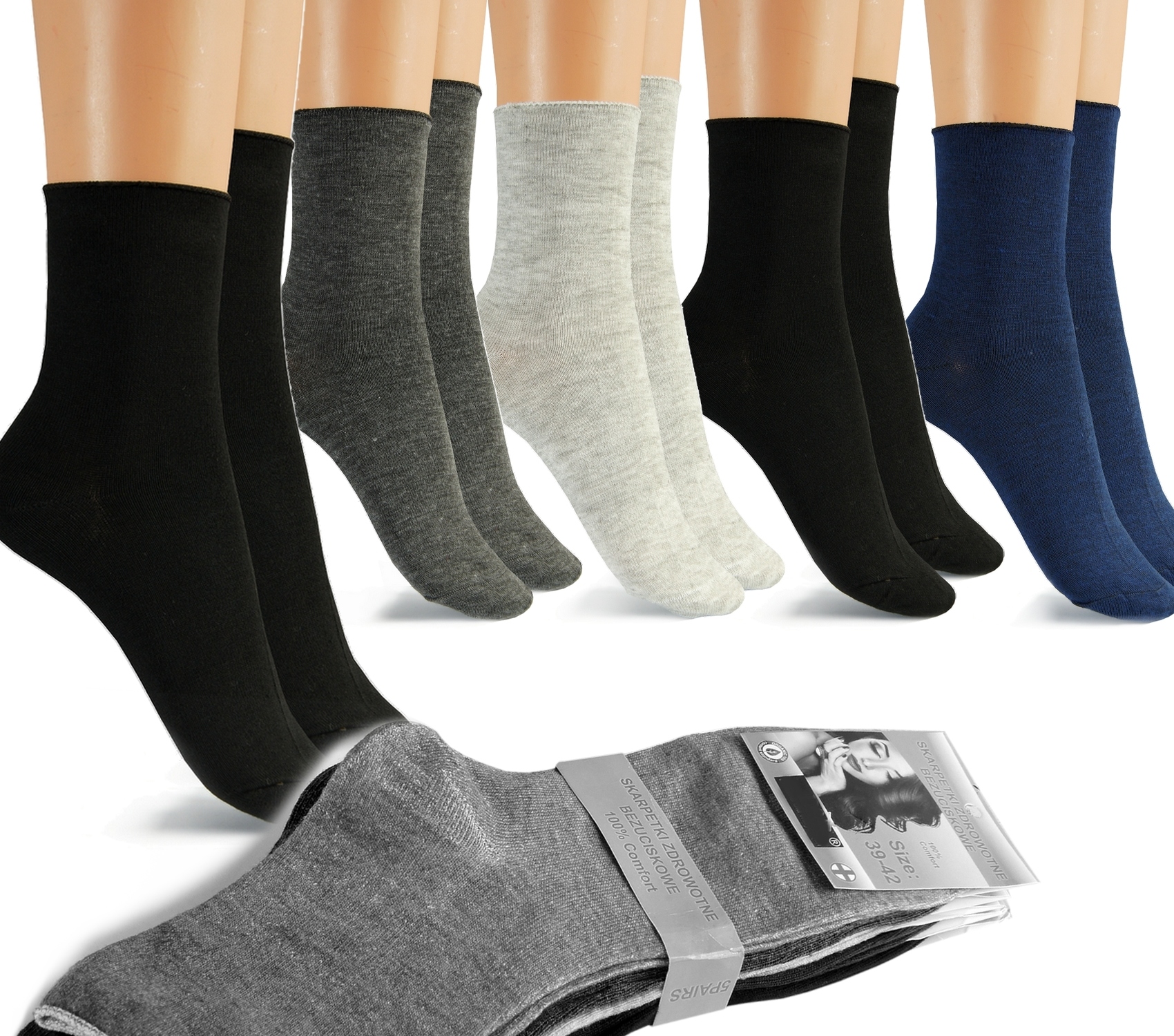 

5xSKARPETY Damskie Bezuciskowe Bawełniane 39-41