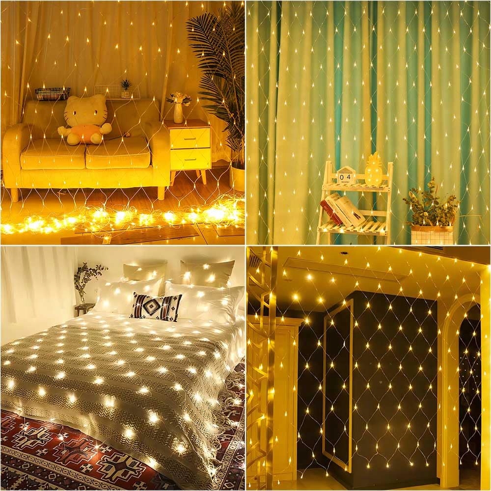 LIYADE SIATKA DEKORACYJNA ŚWIETLNA LAMPKI WODOODPORNE 3x2m 200 LED — miniatura 7