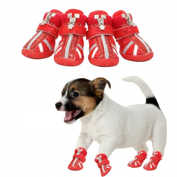 Levně Lesklé boty pro psa na zip Gloria #2 Červená