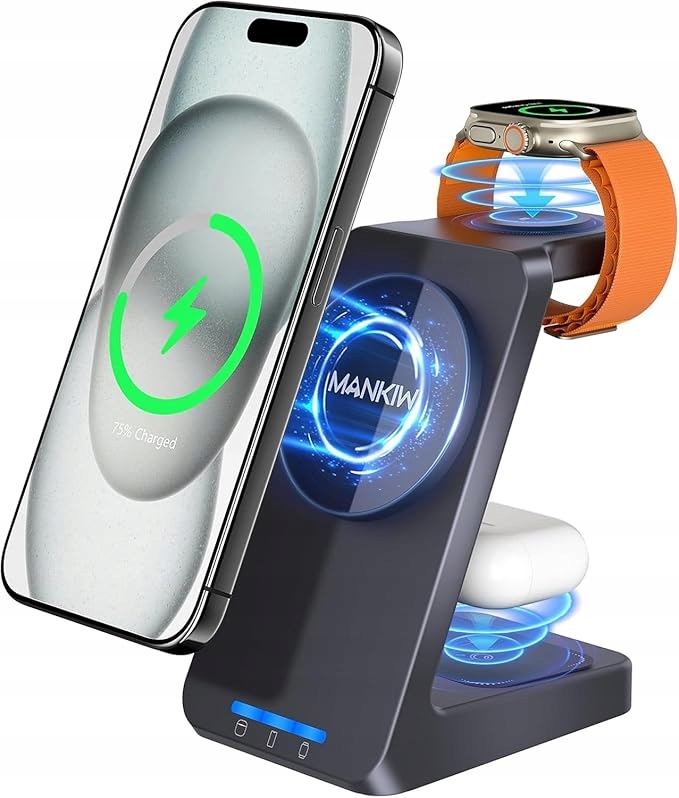 Mankiw 3w1 MagSafe Ładowarka iPhone Apple Watch AirPods Led