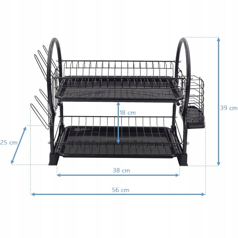 SUSZARKA DO NACZYŃ CZARNA OCIEKACZ DWUPOZIOMOWA Kolor czarny