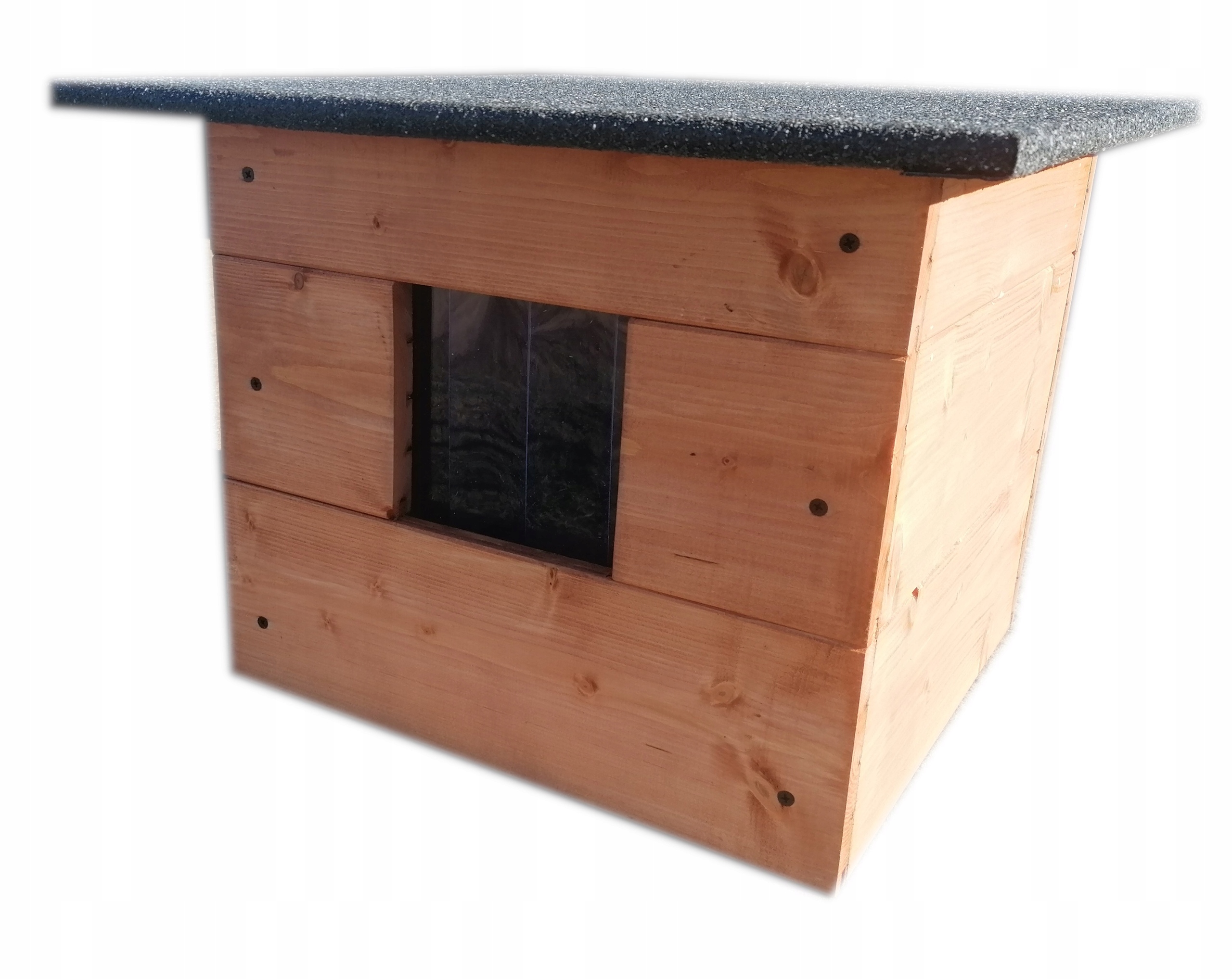 Levně Budova domeček pro kočky, zateplená bouda pro kočky s závěsem v prvcích