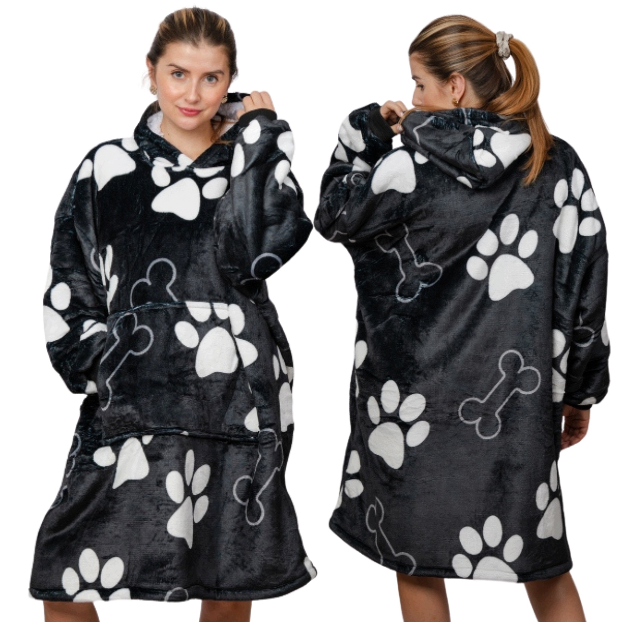 Koc Bluza Oversize Gruba Ciepła 2w1 Kocobluza XXL Łapki Futrzak