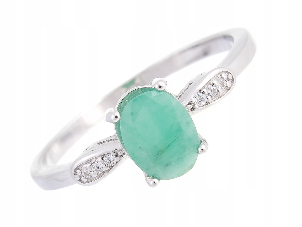 Stříbrný Prstýnek Prsten VEL.22 Smaragd Přírodní