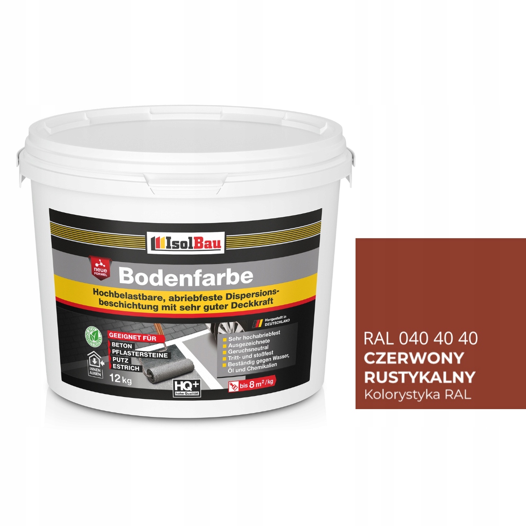 Farba do betonu kostki drewna metalu uniwersalna Bodenfarbe RUSTIKALROT12KG