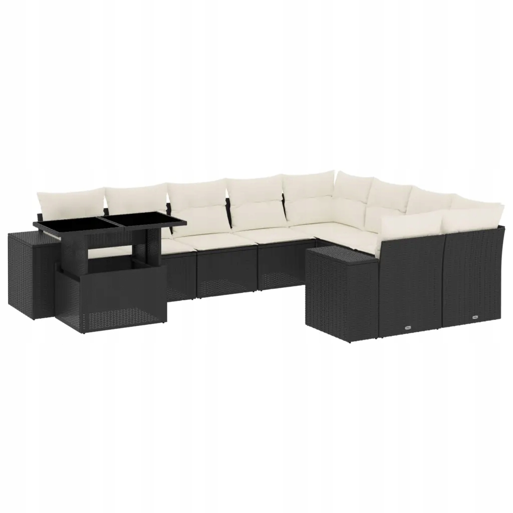 Set zahradního nábytku technorattan vidaXL černý 10 el.