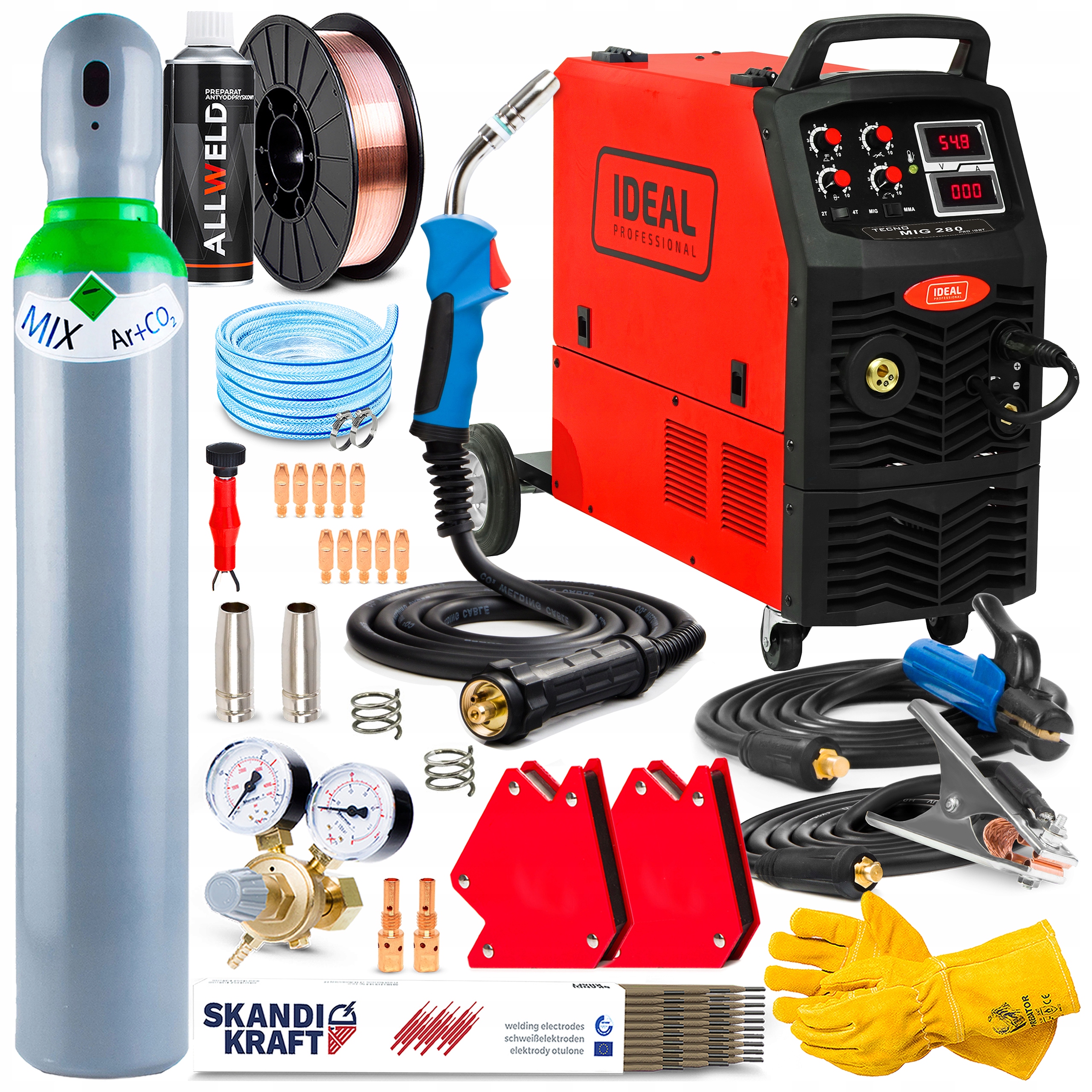 Poloautomatický Svařovací Stroj Ideal Tecno Mig 280 4X4 Digital Mma 400V 280A Alu