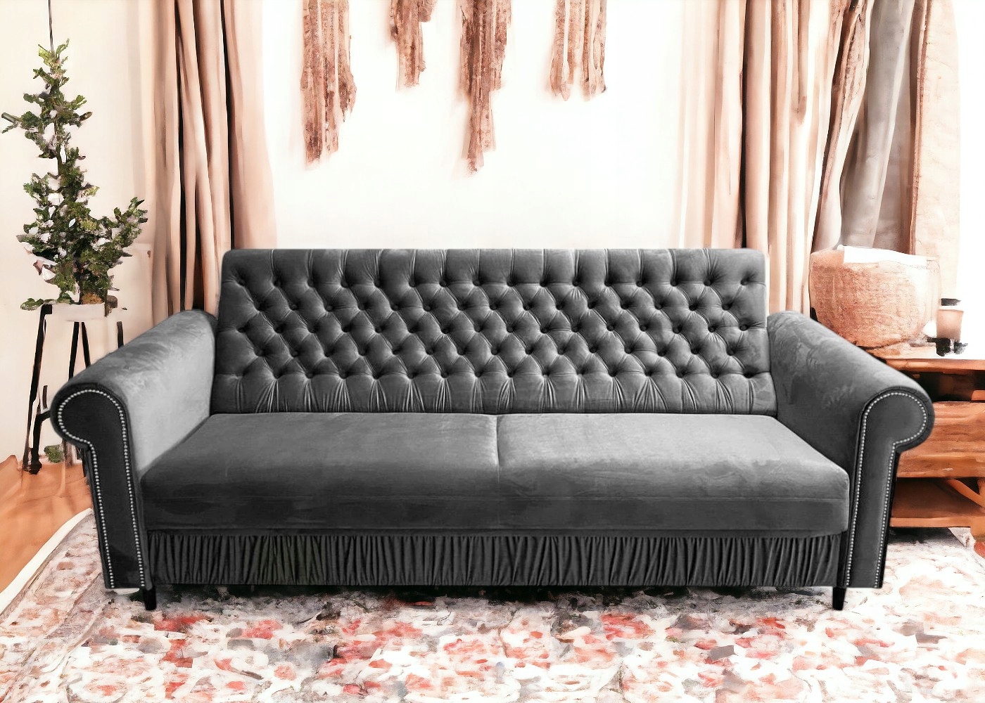 Kanapa Sofa Wersalka Chesterfield Rozkładana