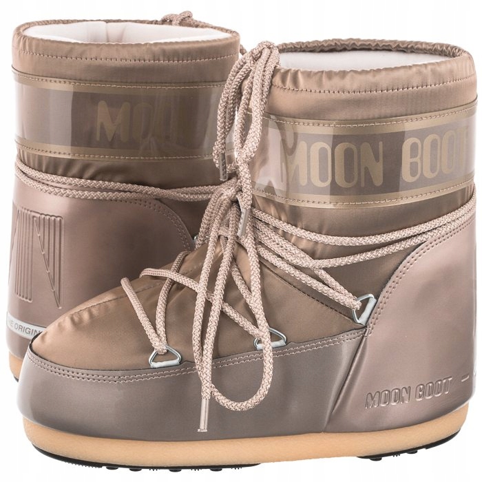 Boty Moon Boot Classic Low Glance Platinum stříbrné