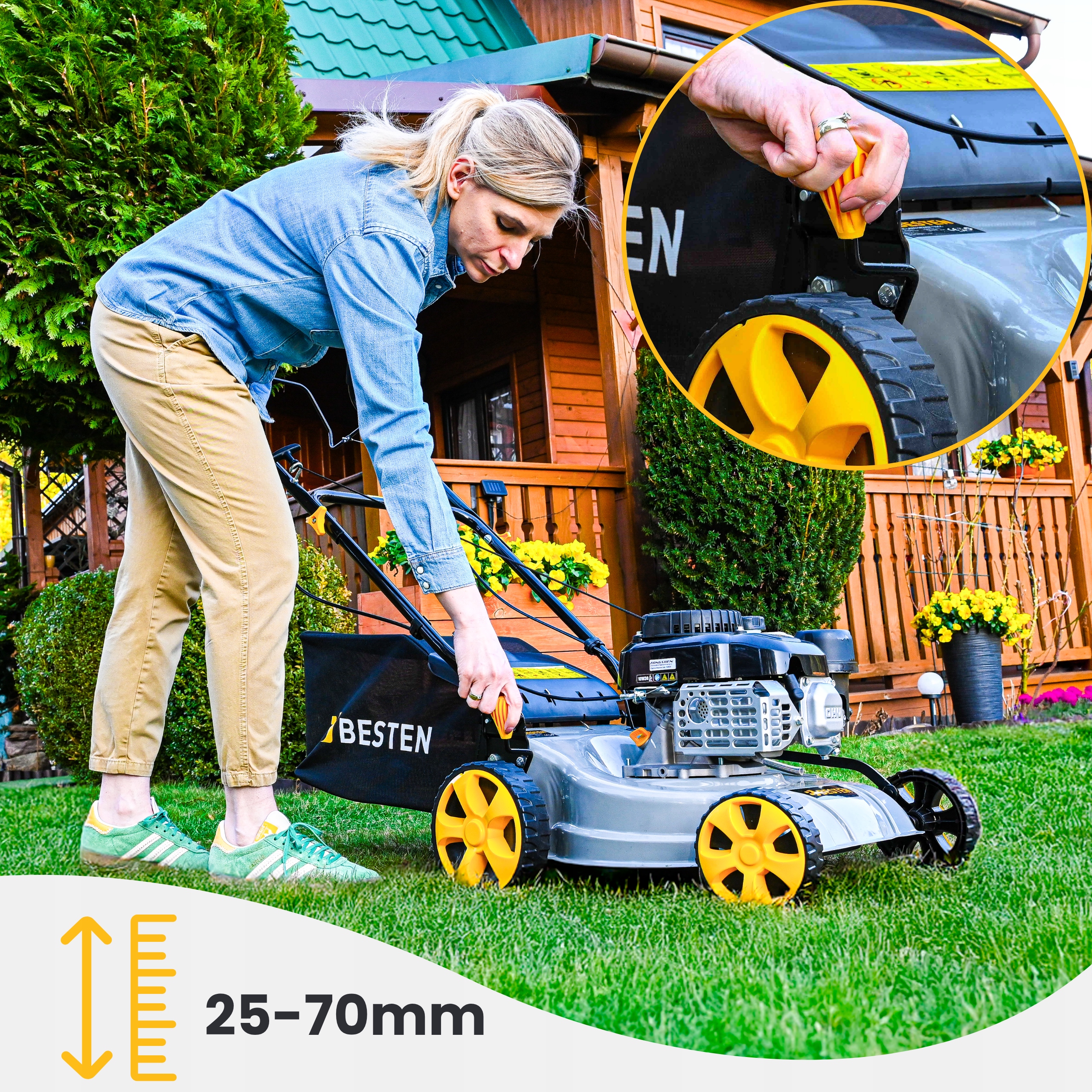 KOSIARKA SPALINOWA DO TRAWY Z NAPĘDEM MOCNA KOSZ 40L POJEMNOŚĆ 132CC Model 5906688622754