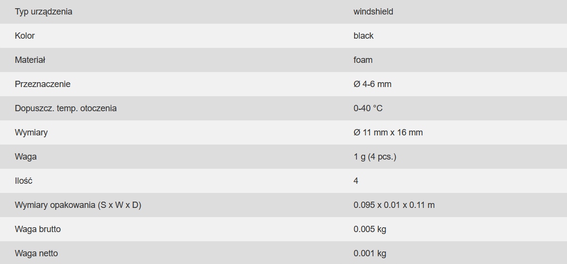 WIATROCHRON Monacor WS-150/SK Gąbka mikrofon 2-4mm Marka Monacor