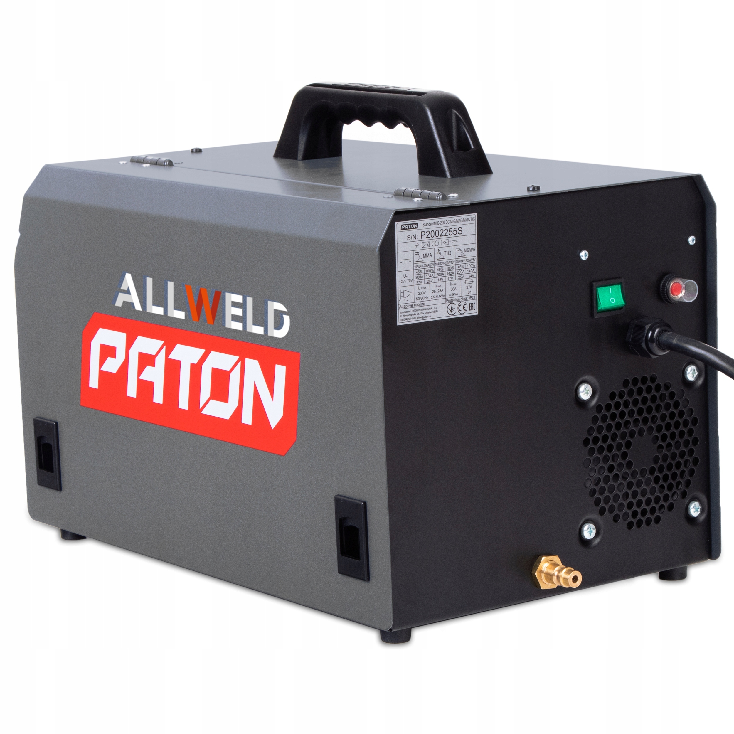PÓŁAUTOMAT SPAWALNICZY PATON PSI 200 STANDARD MIG MAG MMA TIG 230V 200A Metody spawania MIG/MAG MMA TIG