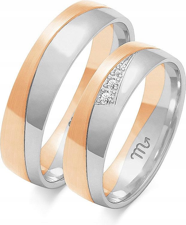 Svatební snubní prsten pro novomanžele 14K 585 r 26 27 28 dvoubarevné zlato 14K