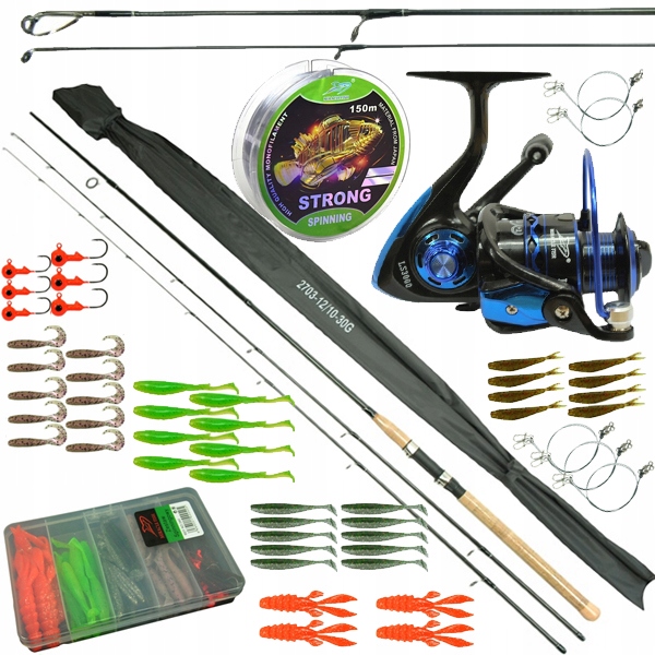 Rybářský Spinningový Set 2v1 Uhlíkový Rybářský Prut 2,7 m, naviják 61 dílů