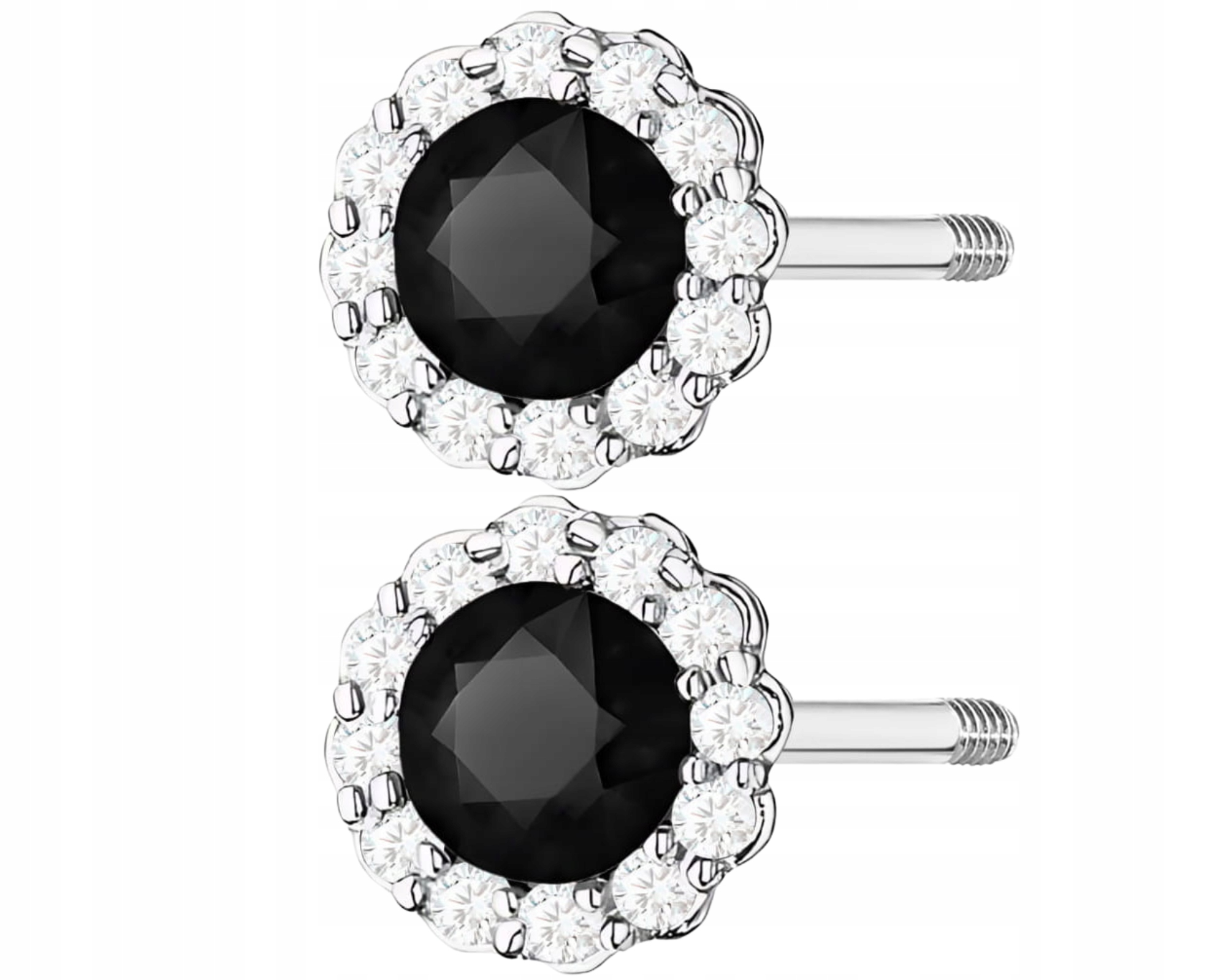 Bílé zlato Náušnice s černými brilianty 585 S Gravírováním Certifikát