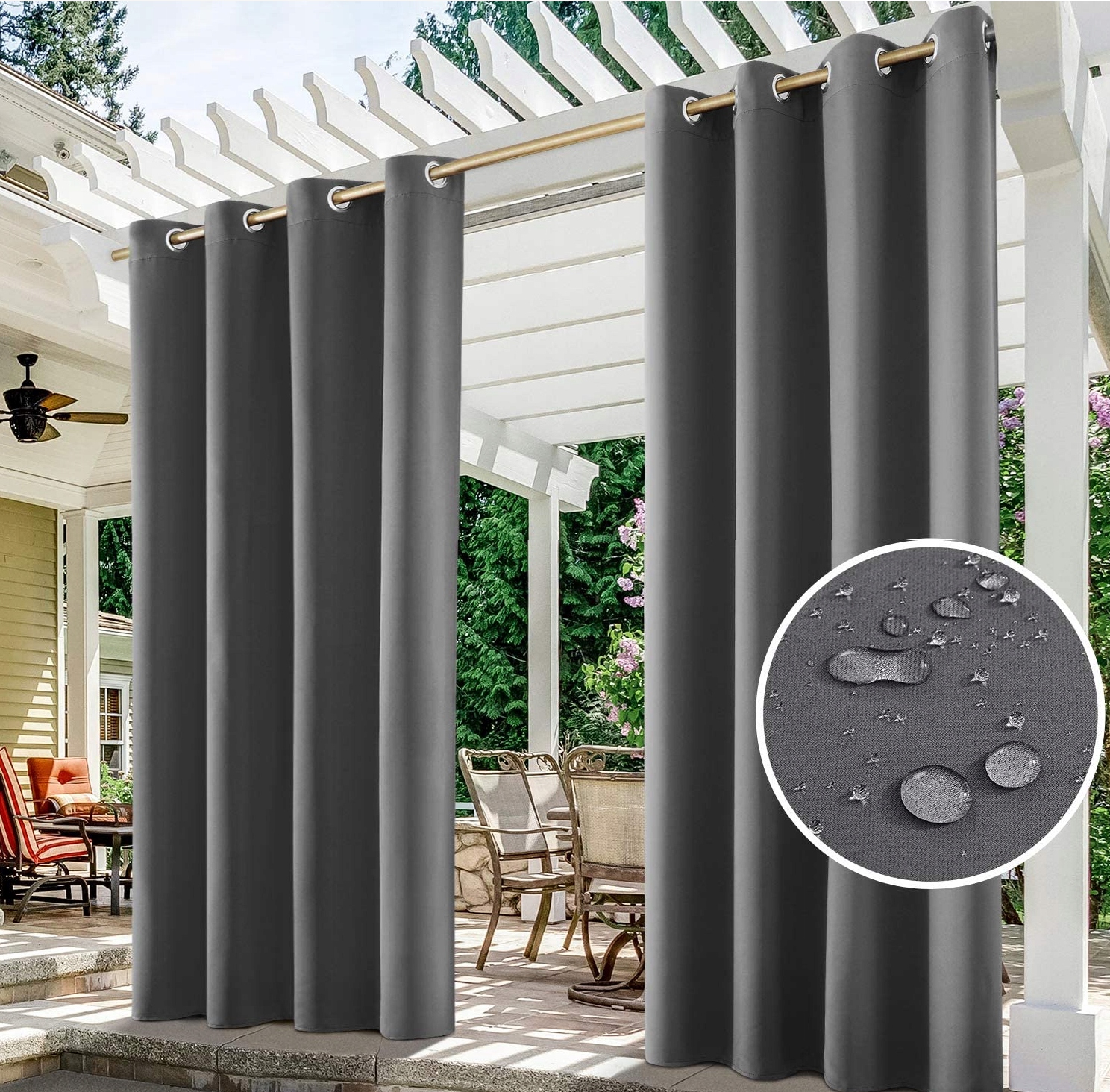 ZASŁONY OGRODOWE 155x220 DO ALTANY TARASU OGRODU Kolor odcienie szarości