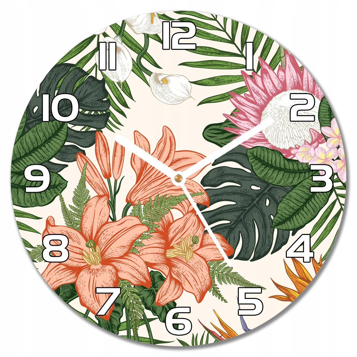 

Cichy zegar ścienny Egzotyczne kwiaty mural f30