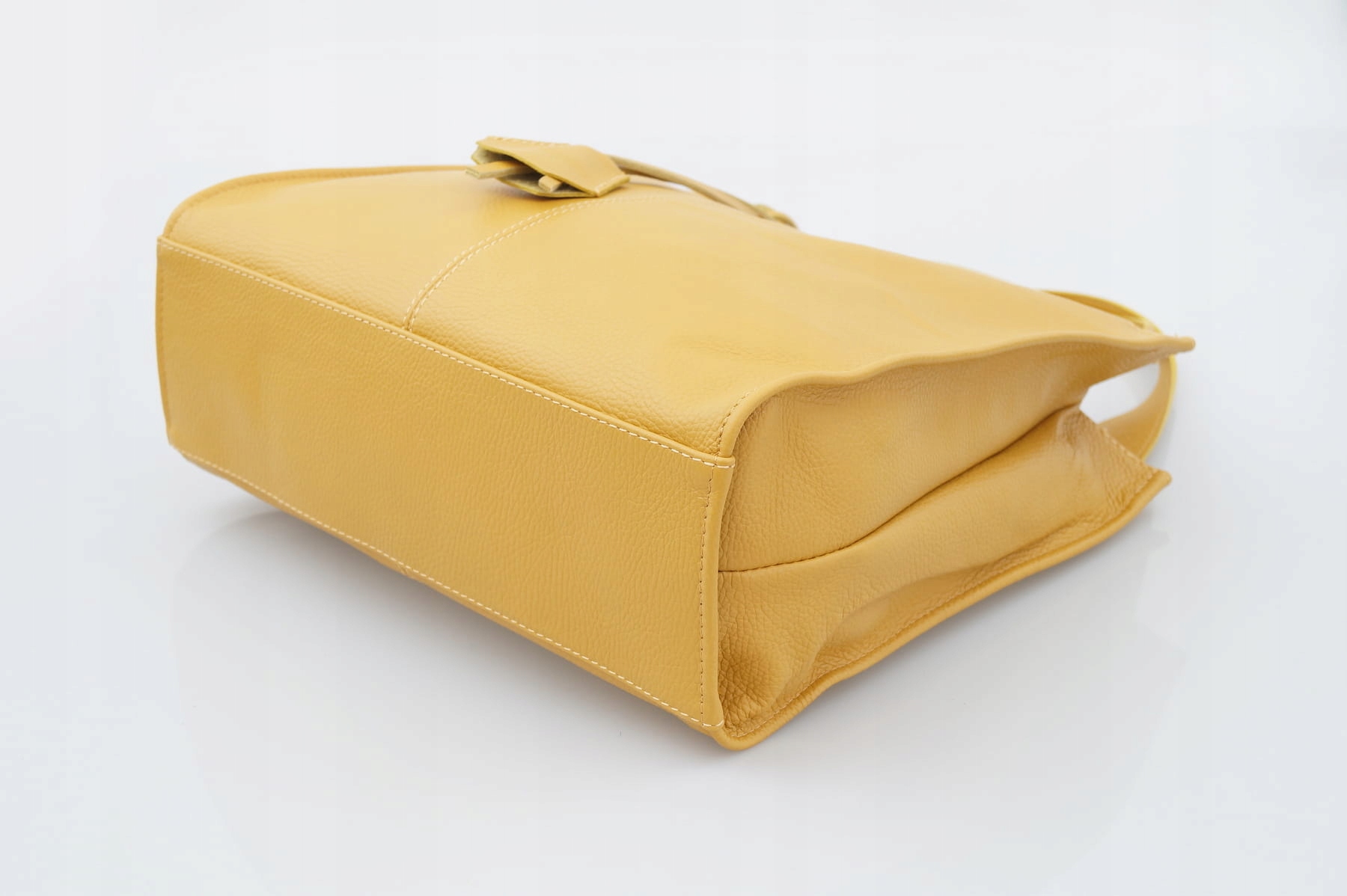 VERA PELLE torebka damska skórzana shopper klasyczna na ramię BEŻOWA Styl miejski