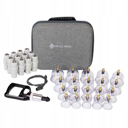Bańki Chińskie Bezogniowe Próżniowe Z Pompką Walizka Zestaw 20SZT Acus Med