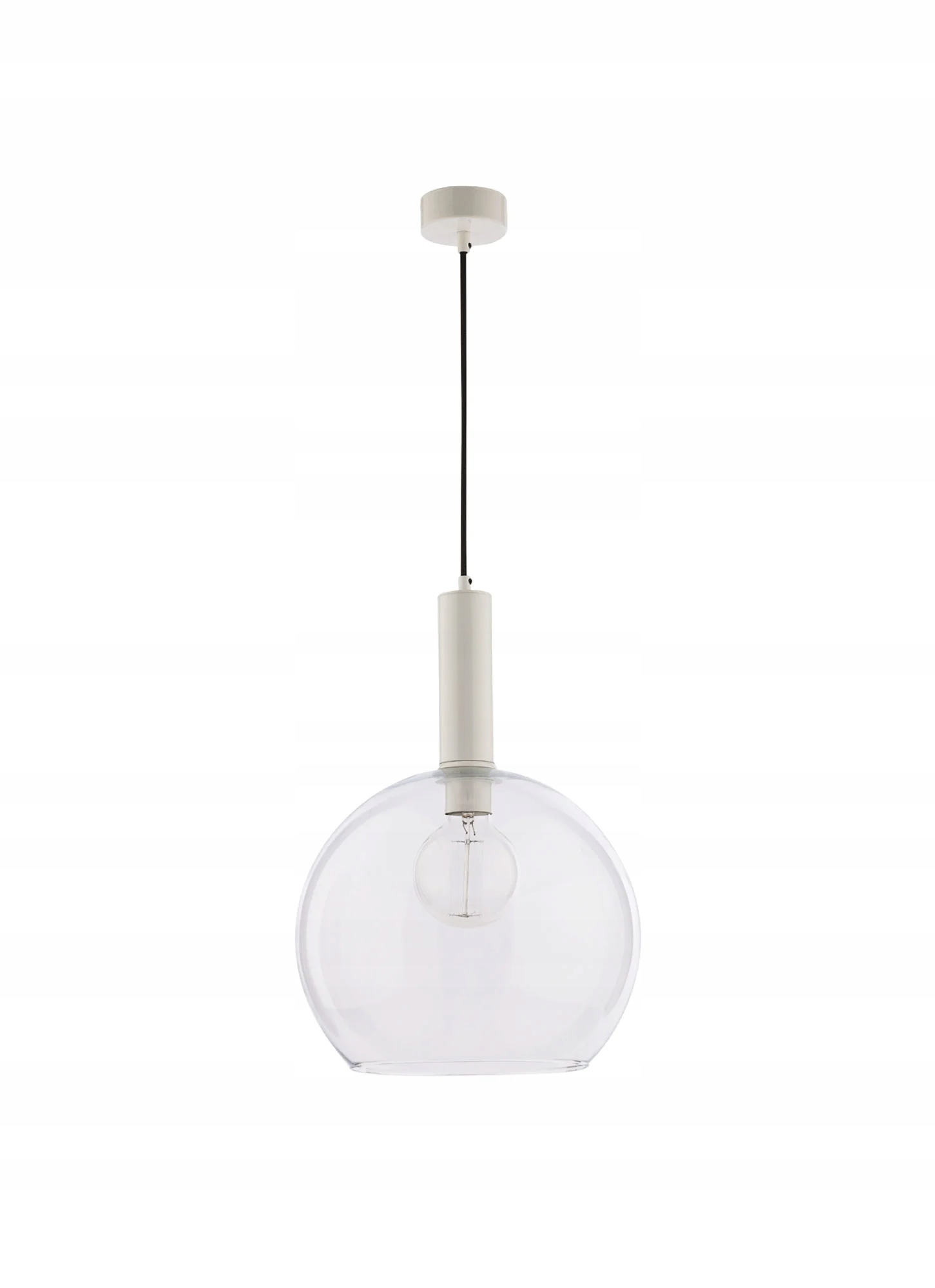 Závesná lampa Jupiter 1xE27 15W, sklo/oceľ, Ø30cm, biela/priehľadná