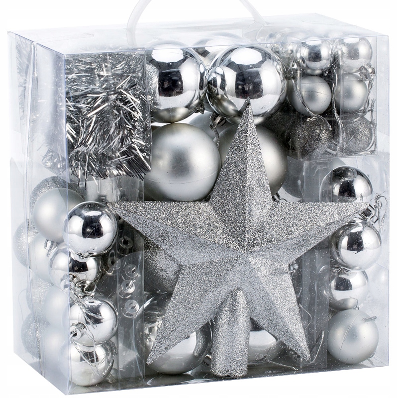 

Bombki Choinkowe 7/5/3cm 77SZT Zestaw Srebrny