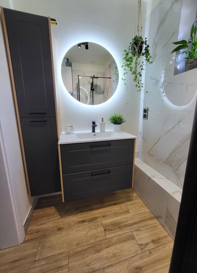 LUSTRO LED 60 cm OKRĄGŁE PODŚWIETLANE WODOODPORNE LEDY 120 diod PREMIUM Materiał ramy brak ramy