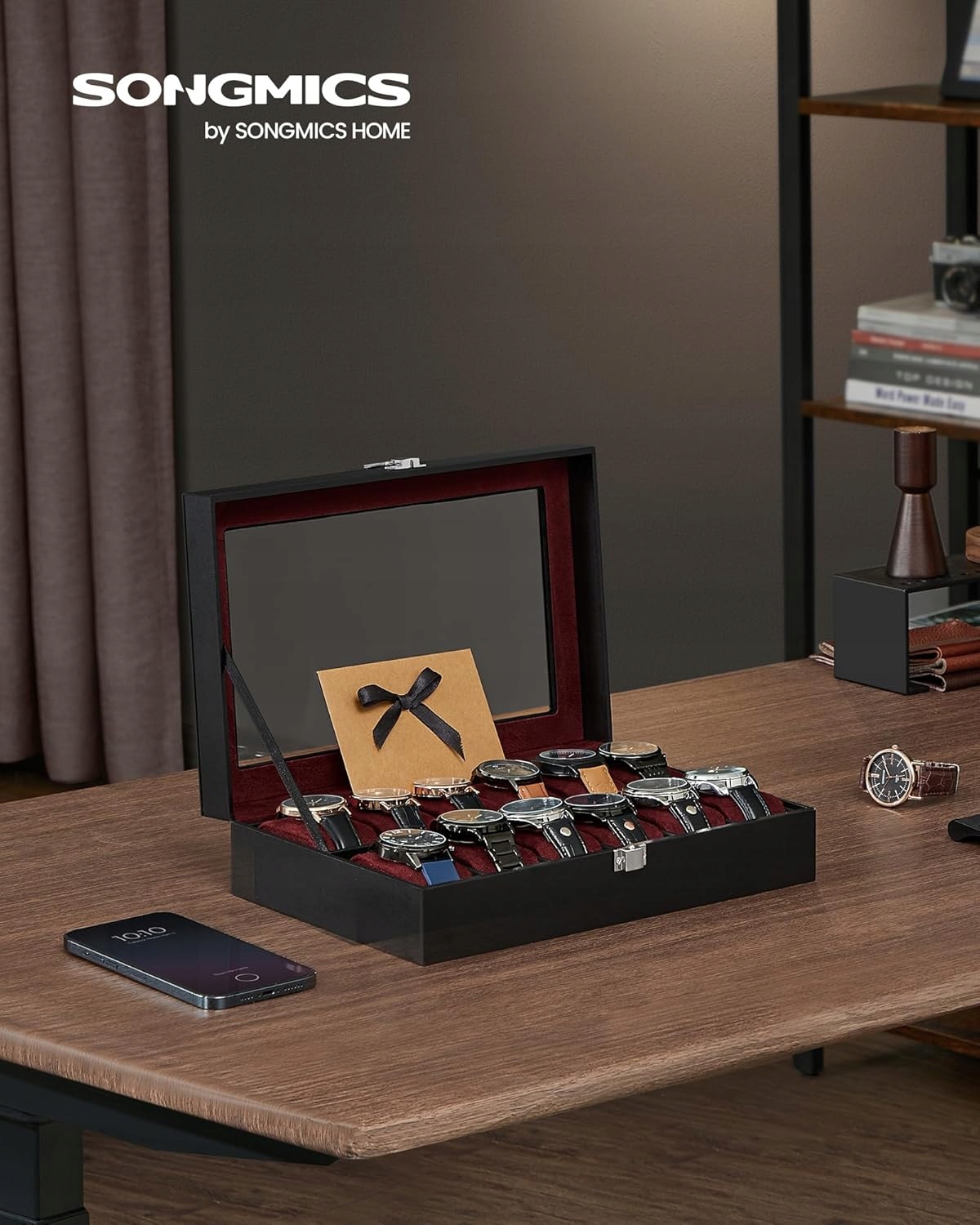 ELEGANCKIE ETUI NA ZEGARKI SZKATUŁKA PUDEŁKO ORGANIZER CZARNY PREZENT 12szt Marka inna