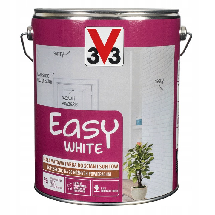 

Biała Farba do wnętrz Easy White 5L V33 Matowa