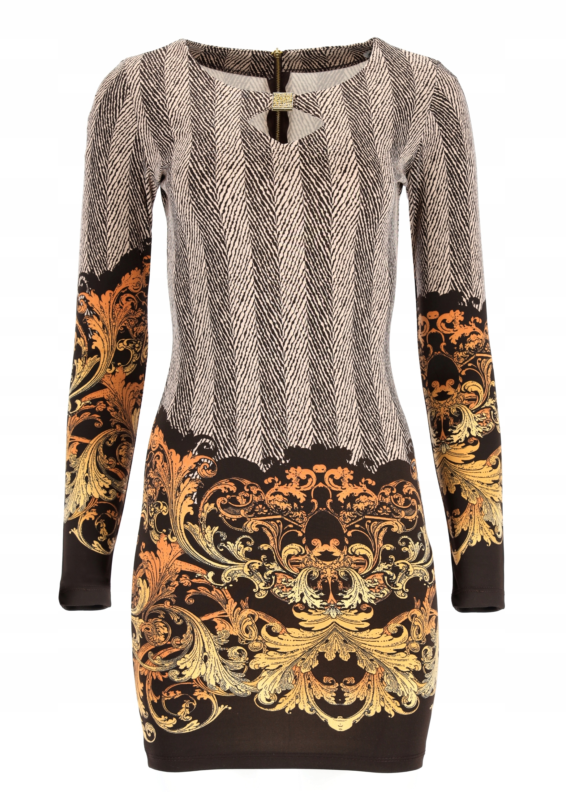 Šaty Je Elegantní A Má Úzké Vzory S Ozdobami