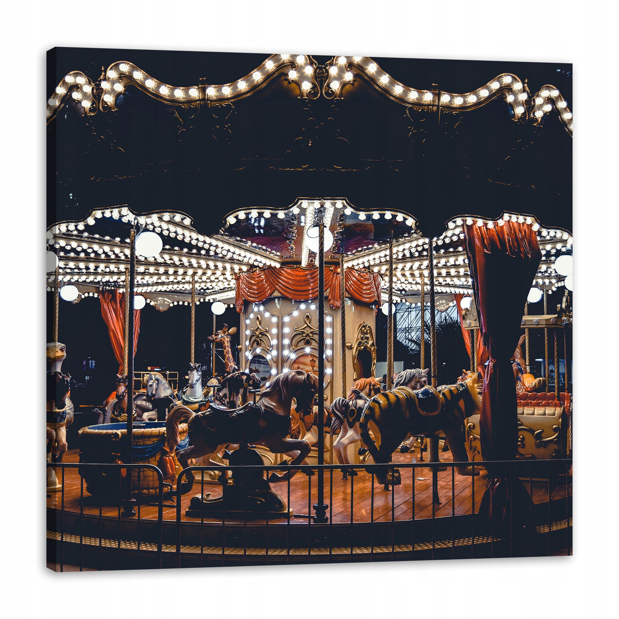 Obraz na plátně Kolotoč v noci Světla Veselé městečko 90x90