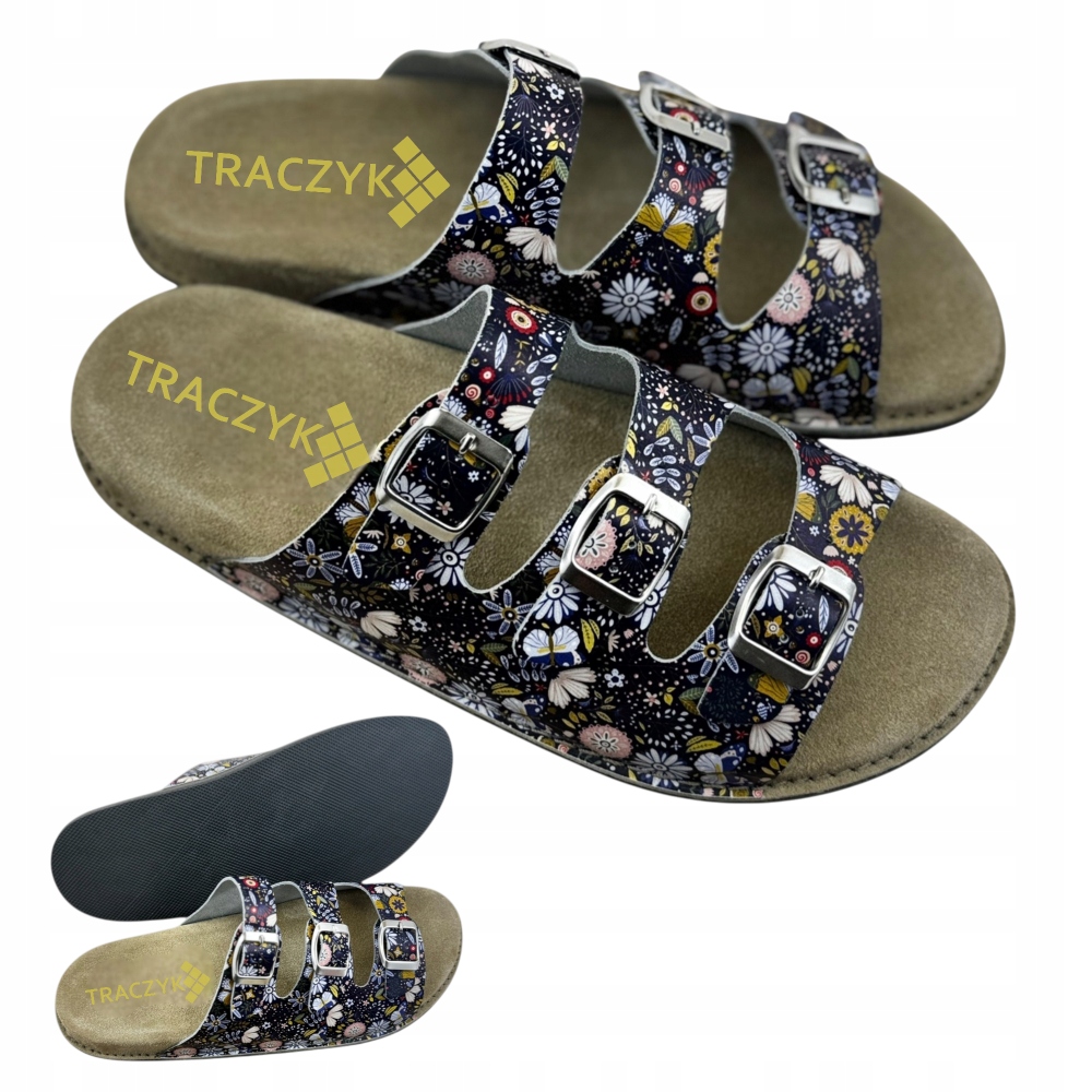 Kožené Anatomické Nazouváky Nastavitelné profilované květiny Výrobce vel. 44