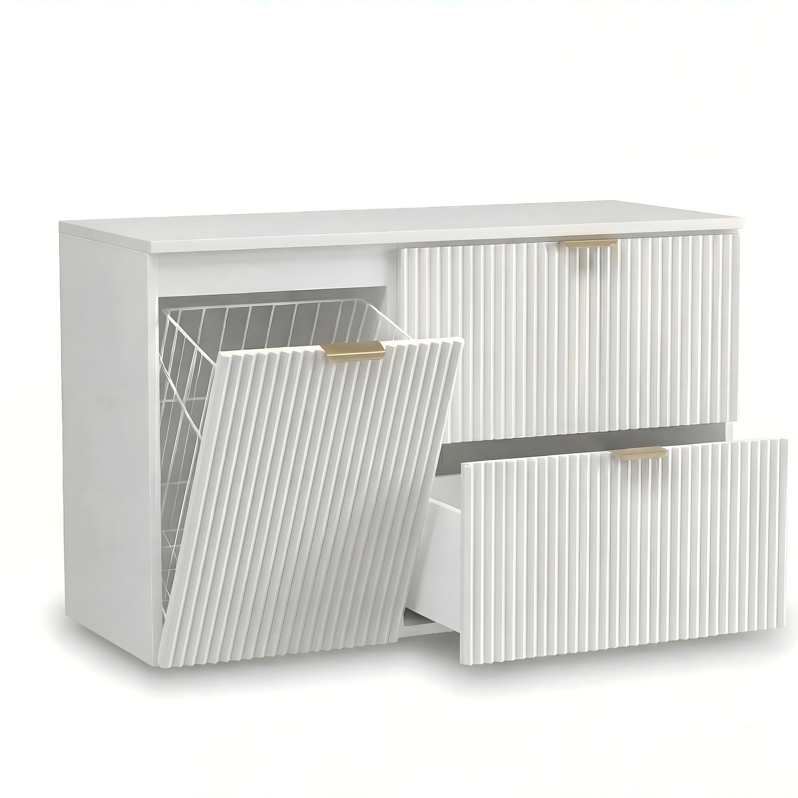 Skříňka pod umyvadlo s košem na prádlo 100 cm Bílá Willy