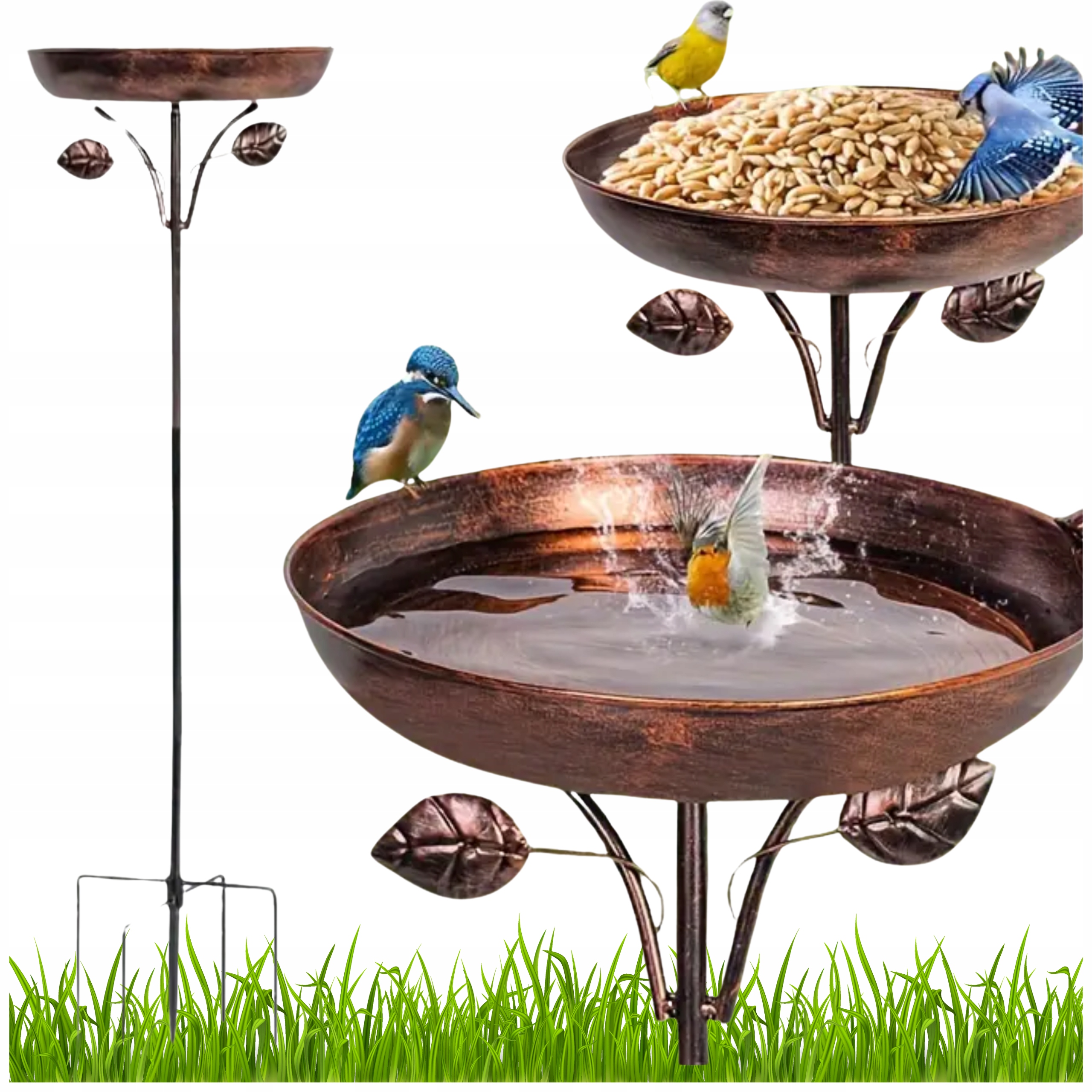 Poidło Poidełko Dla Ptaków Karmnik Budka Miska Ogrodowa Ozdoba Wanna Stojak