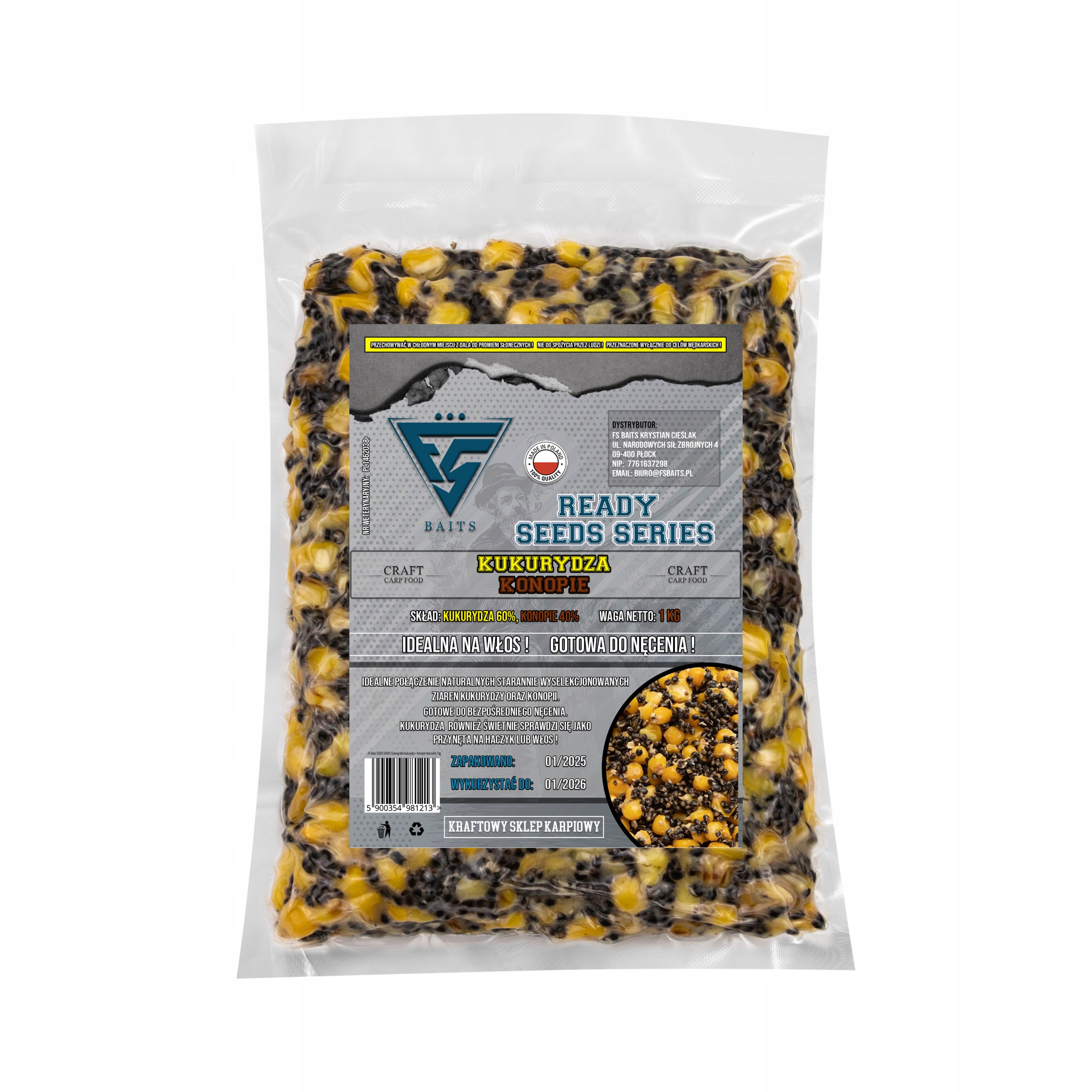 Ziarna Wędkarskie Fs Baits Mix Kukurydza Konopie 1 kg Ready Seeds